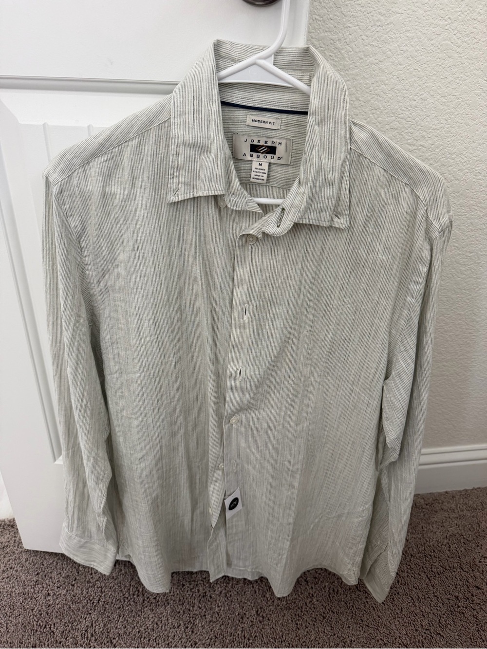 Joseph Abboud Gray Striped Modern Fit Button-Up Shirt size medium new with tag